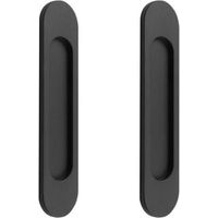 Lot de 2 poignées de porte coulissantes ovales auto-adhésives en alliage d'aluminium noir sans perforation pour portes coulissantes, fenêtres d'armoires