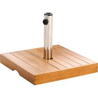 Parasol Base Brown Oak Wood Marble Square Outdoor Umbrella Stand CRECCHIO