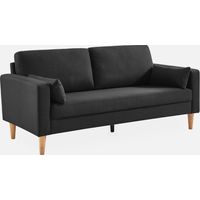 Sofá de tela con patas de madera, 3 plazas