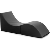 Dmora – Pouf convertible en lit simple – Éco-cuir imperméable – Dimensions 130x50x50 cm – Noir – Chaise longue pour petits espaces - 130x50h50