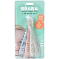 BEABA Lot de 4 cuilleres 1er age Silicone, Eucalyptus