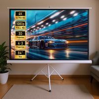 Fabulcozy Écran de Projection avec Support trépied réglable en Hauteur écran vidéo projecteur 84 Pouces Format 4:3 171L x 131H cm, blanc