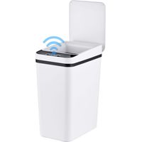 Poubelle Relaxdays à capteur, 9 L, ouverture automatique, support sacs, plastique PP, cuisine, argent