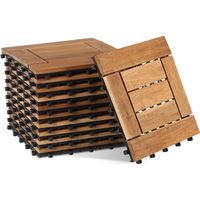 Jiubiaz 88pcs 30x30cm Terrassenfliesen Holz,Bodenfliesen Akazienholz,Holzfliesen Bodenbelag,Klickfliesen Braun