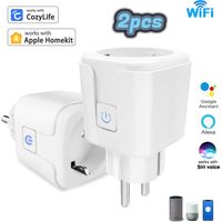 Intelligente Steckdose mit Amperemeter, 16 A WLAN-Steckdose, Cozylife+Homekit-kompatible intelligente Steckdose mit Sprachsteuerung, APP-Fernbedienung, Timer/2 Stück
