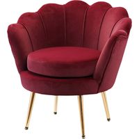 Poltrona a Conchiglia Vintage Schienale Alto Design Elegante 76x67x74cm Rosso Scuro