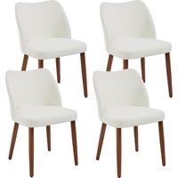 Wahson Sedie Set di 4, Moderna Sedia da Pranzo in Tessuto, Imbottita Sedia Cucina con Schienale e Gambe in Legno, Beige