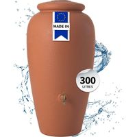 Garantia – Réservoir d'eau de pluie 300 L – Couleur terracotta – Raccords intégrés 19 mm – Couvercle avec ouverture 18 cm pour nettoyage