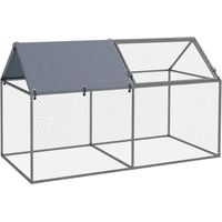 Gabbia per Animali in Acciaio con Tetto in Tessuto Oxford e Picchetti, 198x100x120 cm, Verde e Argento