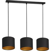 Suspension barre Arden Luminex 3 abat-jour noir or E27
