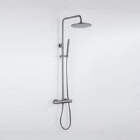 FugaFlow Eccelente Ensemble de douche de tête - thermostatique - douche de tête 25cm - flexible métallique - douchette à main sur barre - Gunmetal PVD