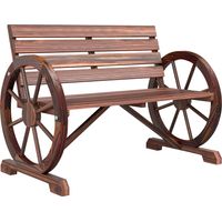 Outsunny Banco de Jardín , Banco de Exterior con Reposabrazos en Forma de Rueda, Estilo Rústico, Carga 240 kg, de 2 Plazas, para Patio, Terraza, 105,5x56x79 cm, Carbonizado