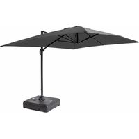 Oviala – Parasol déporté 4x3 m 360° inclinable – Toile 100% polyester UPF50+ – Structure aluminium résistante aux intempéries – Dalle à lester 100L sur roues