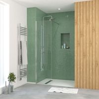 paroi de douche 50x195 cm en verre trempé 5 mm - finition chromé - chromed elementary