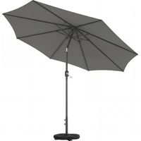 Parasol Ø300 cm inclinable avec pied croix et sac de lestage, toile rétractable protection UV30 gris foncé