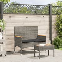 Banc de jardin-Banquette de jardin-Chaise de jardin 2 places avec coussins/table gris résine tressée