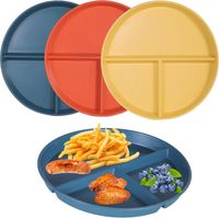 Lot de 3 assiettes divisées avec contrôle des portions - 22,5 cm - Incassables - Assiettes divisées - Assiettes de régime diététique - Réutilisables - Pour enfants et adultes - Passent au micro-ondes