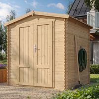 TIMBELA M343F1+M343G Gartenhaus Holz 3,53 m², Geräteschuppen Mit 19 mm Wandstärke, Gerätehaus Holz Für Gartenwerkzeug Und Fahrräder, Fahrradschuppen Mit Imprägniertem Holzboden, Paneeltüren