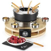 Service à fondue -1300 W-8 fourchettes-6 coupelles sauces-Inox - KITCHENCHEF