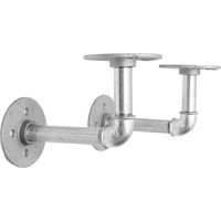 2Pcs Wall Brackets Industrial Piping Silver Tray Shelf Ramp Fixing