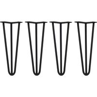 4 x 14" Hairpin Legs - 3 Prong - 12mm - Black