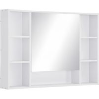 Armario de Baño de Pared con Espejo Puerta Estantes Abiertos 100x15x70 cm Blanco