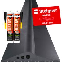 STEIGNER Garagentor Bodenabdichtung 4,75m aus EPDM 20mm x 112mm,SGD02 - Garagentor-Schwellendichtungsset mit 2x Montagekleber, Türdichtung für alle Torarten - Zugluftstopper, Kälteschutz