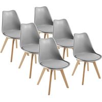 Dewinner – Chaises de salle à manger scandinave – Assise rembourrée en hêtre massif – Lot de 6 – Dimensions L45xW43xH83cm, hauteur d'assise 39cm