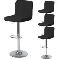 Funda para taburete de bar con respaldo, funda para silla giratoria de comedor, funda elástica para silla alta de bar, 4 piezas, negra
