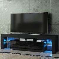 TV Unit 160cm Sideboard Cabinet Cupboard TV Stand Living Room High Gloss Doors - Black