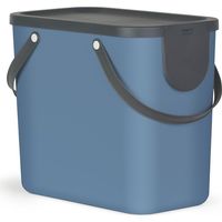 Rotho Albula Sistema de separación de residuos 25l para la cocina, Plástico (PP) sin BPA, azul/antracita, 25l (40.0 x 23.5 x 34.0 cm)