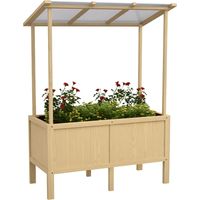 Potager surélevé avec toit, trous de drainage, doublure en polaire, résistant aux intempéries, en bois de sapin, 110 x 60 x 152 cm