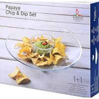 Vidivì antipastiera centro tavola papaya set chip & dip in finissimo vetro. Ia
