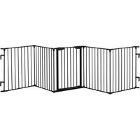 Paravent de sécurité pour animaux 5 panneaux pliable 300 cm avec fermeture intelligente escalier couloir noir