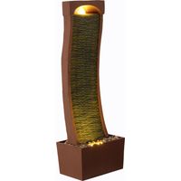 Teamson Home – Fontaine d'intérieur courbe en faux ardoise LED – Résine polyuréthane résistante aux intempéries – 34cm L x 22cm l x 98cm H – Ambiance relaxante