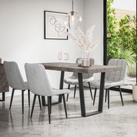Aria Dining Table And Chairs - Grey Table Top w Black Legs + Nova Velvet Dining Chair Set Of 4 (Grey)