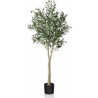Freosen – Olivier artificiel 180cm – Plante verte décorative réaliste – Feuilles et fruits sculptés – Pour intérieur et extérieur
