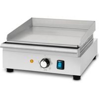 VERTES Grillplatte Bratplatte Plancha Grill Elektrisch 1400W aus Edelstahl Grillfläche Glatt 32x26cm, Thermostat, Temperatur 50-300°C, Spritz & Wärmeschutz, Auffangbehälter, Gummifüße