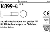 Peiner EN 14399-4 Sechskant-Schaftschraube M22x85 Stahl 10.9 blank