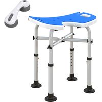 HOMCOM Aluminium Shower Stool for Elderly Disabled Non-Slip Bath Stool Blue