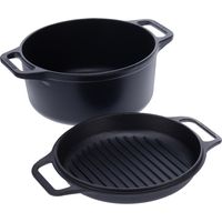Victoria 30940 Cocotte et Poêle Induction Fonte Assaisonnée 27 cm, Dutch Oven 5,7L, Sans PTFE Noir