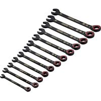 Draper Expert 12-Piece HI-TORQ Reversible Metric Ratchet Combination Spanner Set in Black