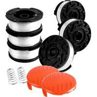 8 Pack Bobine Fil Coupe Bordure Compatible avec Black et Decker Coupe Bordures, Bobine de Fil Debroussailleuse,6 Fil Coupe Bordure,2 Couvercle,2 Ressort,