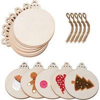 MINKUROW 50 Unidades De Bolas De Navidad Redondas De Madera En Blanco Para Colgar Con Cuerdas Para Decoración De Vacaciones Y Manualidades, Etiquetas De Regalo Y Decoraciones Colgantes