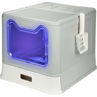 Sifree – Bac à litière autonettoyant pour chat – Acier inoxydable fermé – Stérilisation UV – Anti-odeurs et anti-éclaboussures – Pelle incluse