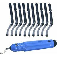Deburring Tool, Hand Deburring Tool Set, Handle with 10 Blade Burr Scrapers, for Wood, Plastic, Aluminum, Copper and Steel, Cutting Tool