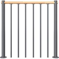 Ringhiera per scala dritta - Grigio - Acciaio termolaccato - Lunghezza 1m - Corrimano in PVC - RE-I-RV-BOIS-GH