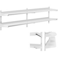 Doppio ripiano regolabile da parete per ristorazione ACCIAIO 200 x 40 cm
