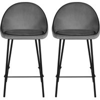 Lot de 2 chaises de bar H75 cm en tissu anthracite - ABAYA