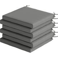 Cojines para Sillas de Comedor 6 Piezas 46x42x7 cm Funda Lavable Lazos Impermeable Anti-UV Gris Oscuro